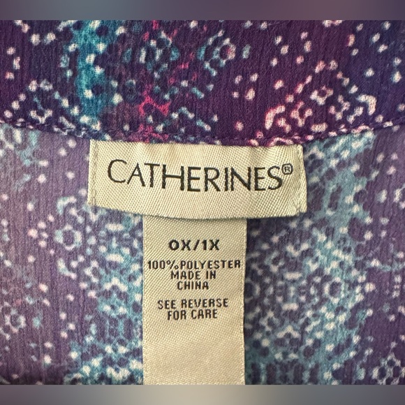 #426 Catherine’s Brand Pink Blue & Purple Geo Paisley Tunic Blouse CoverUp 0X/1X - Picture 3 of 12